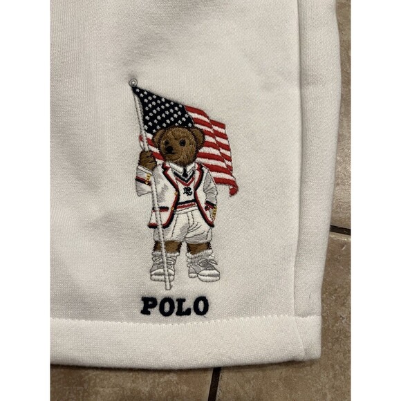 Polo Ralph Lauren Shorts Mens 4XB Team USA Flag Olympic Bear Fleece Sweat NEW - Picture 5 of 9